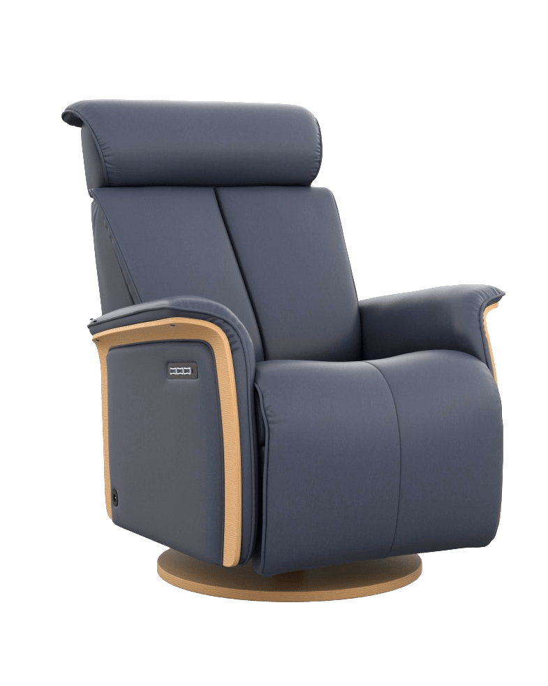 Fjords Jewel Recliner in Blue with Natural Wood